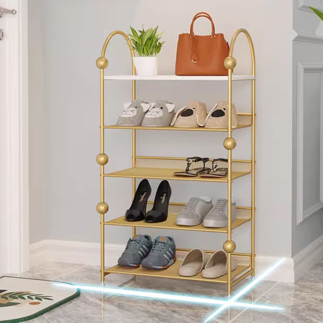 Gold frame Nordic style shoe rack 