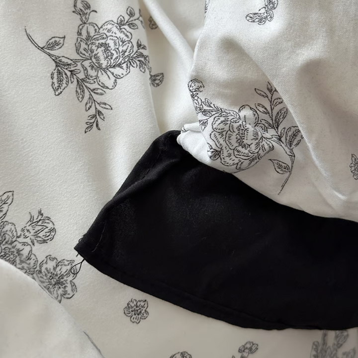 Monotone Flower Frill Duvet Cover Set 