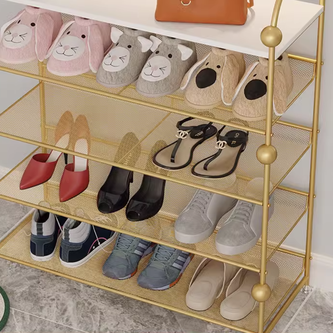 Gold frame Nordic style shoe rack 