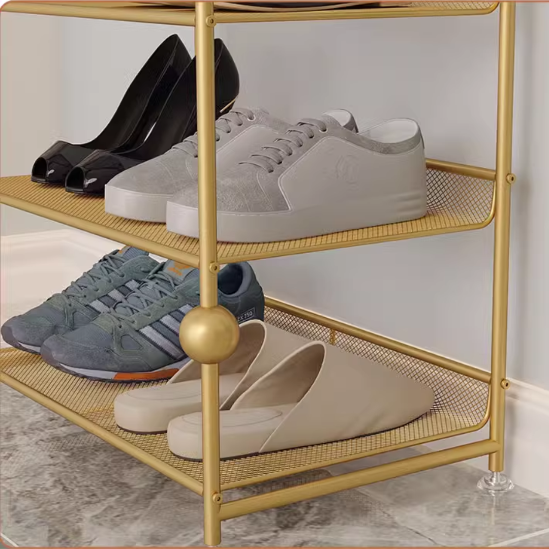 Gold frame Nordic style shoe rack 