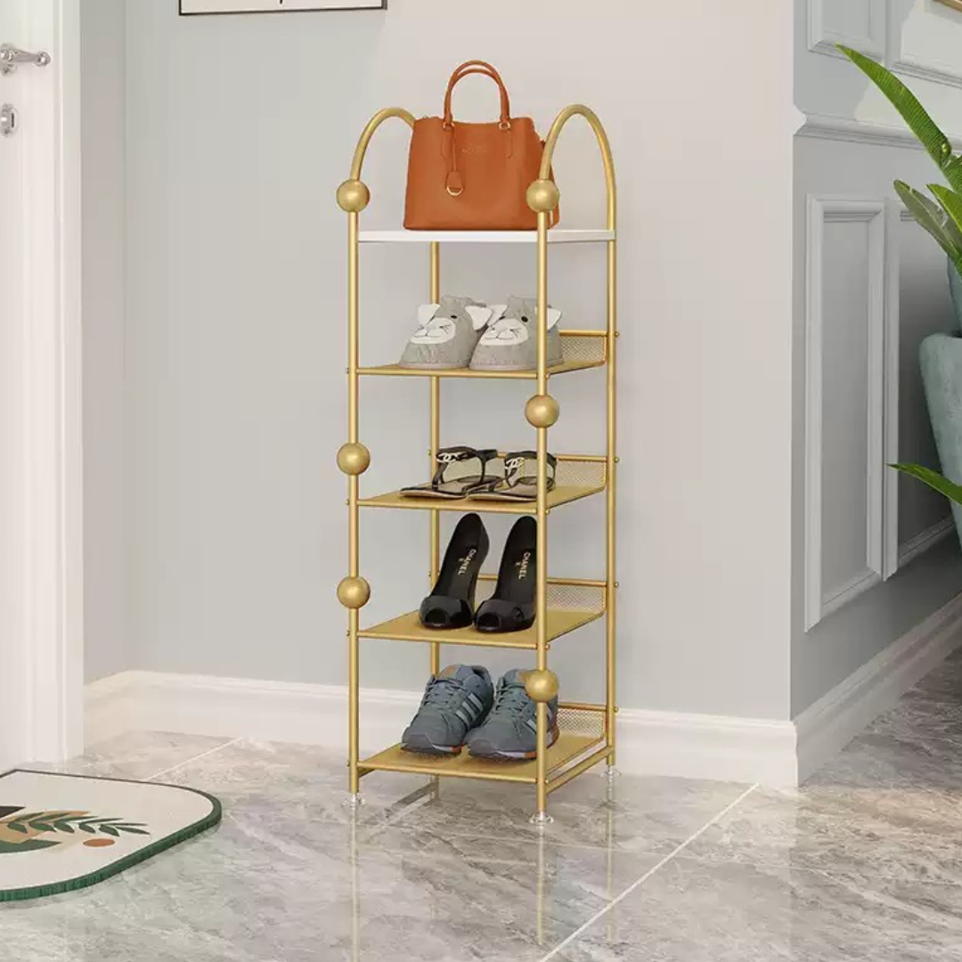 Gold frame Nordic style shoe rack 