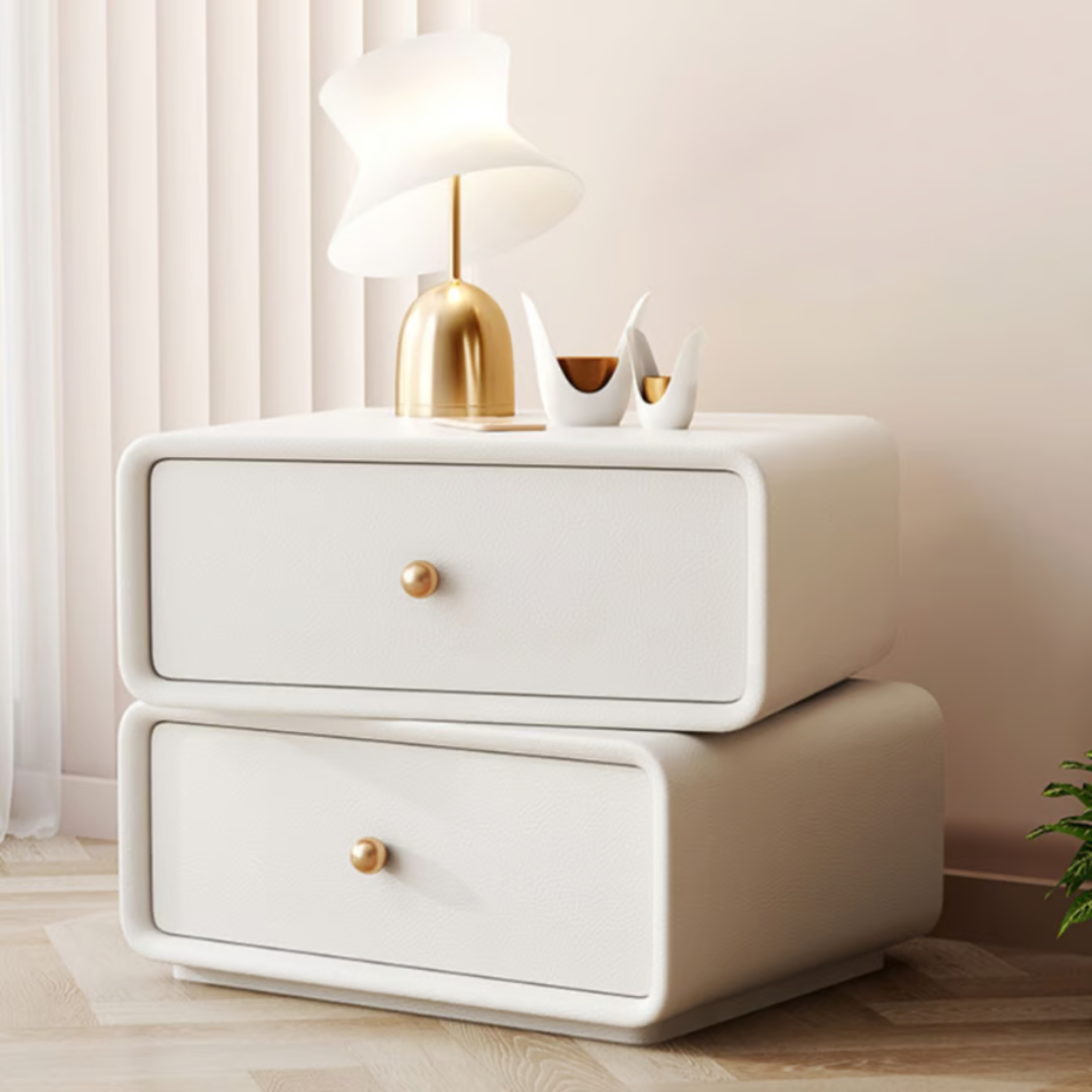 White leather side cabinet AM049 