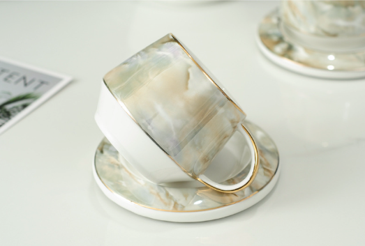 Marble pattern hotel-like round tea set 