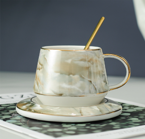 Marble pattern hotel-like round tea set 