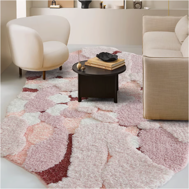 Pink French Style Ellipse Rug