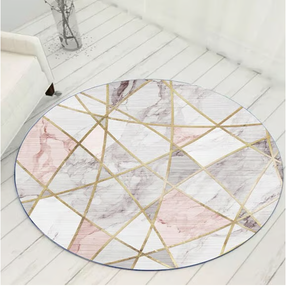 Gold Line Accent Circle Rug (100cm-120cm)