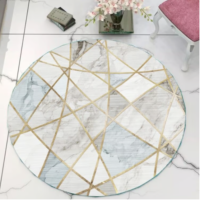 Gold Line Accent Circle Rug (100cm-120cm)