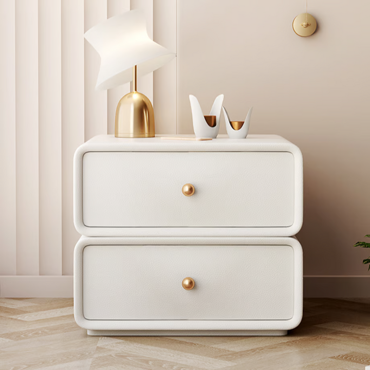 White leather side cabinet AM049 