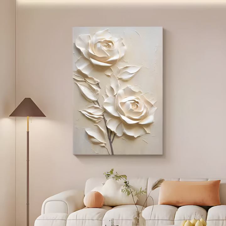 Cream Rose Living Wall Art AM031 