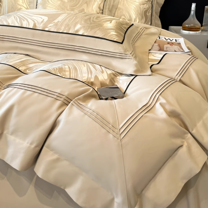 Satin Jacquard Quilt - Duvet Cover/Sheet/2 Pillowcases 