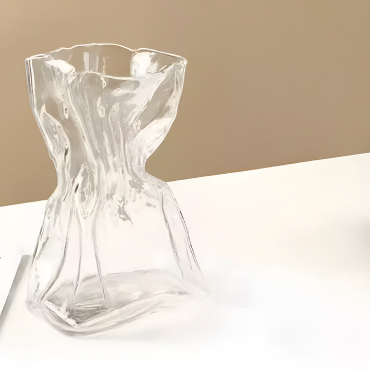 White glass wave flower vase AM029 