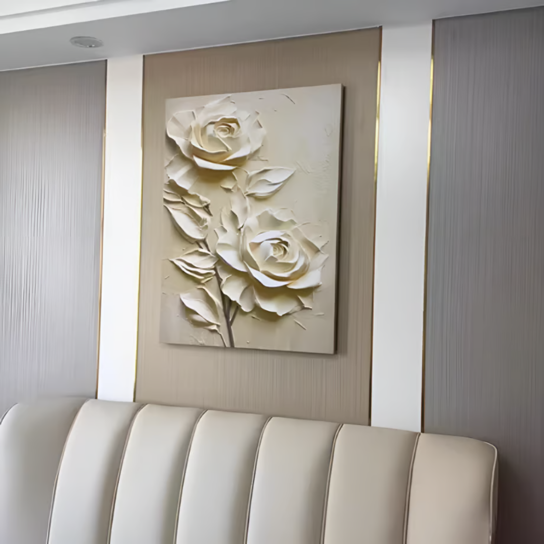 Cream Rose Living Wall Art AM031 