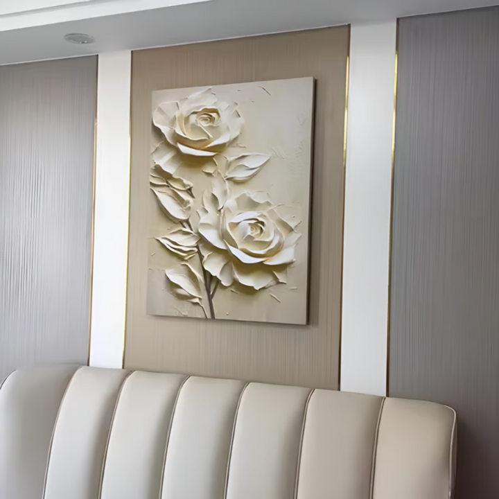 Cream Rose Living Wall Art AM031 