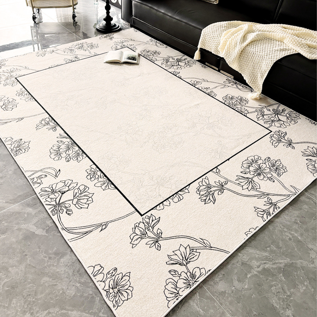 Monotone Flower Rug