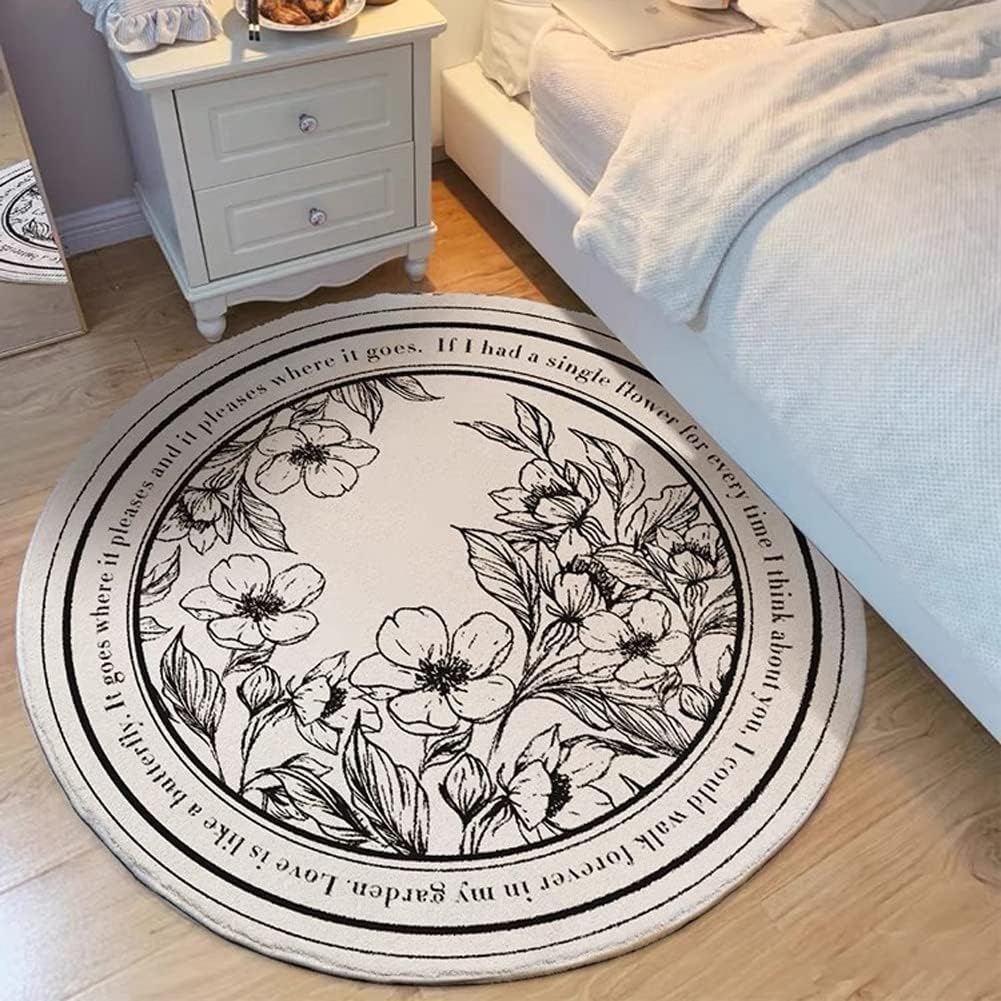 Botanical design circle rug