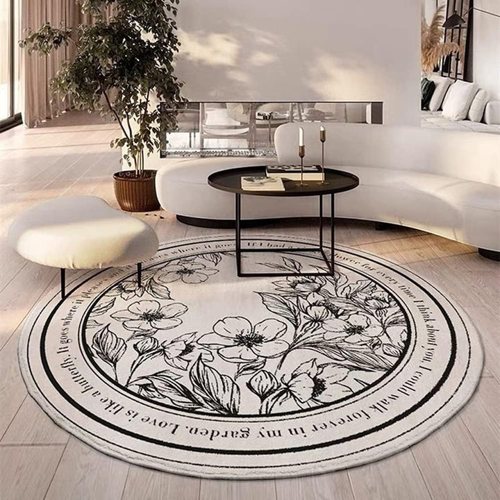 Botanical design circle rug