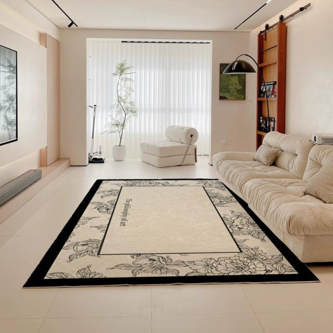 Monotone Flower Rug