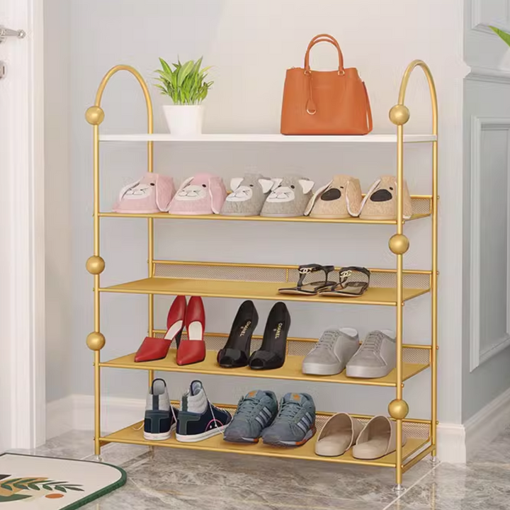 Gold frame Nordic style shoe rack 