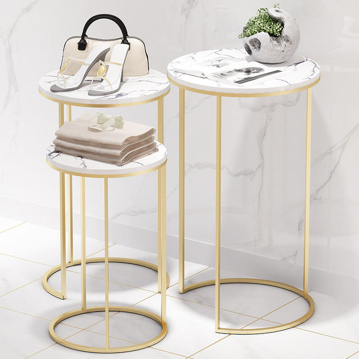 Marble design accent table set