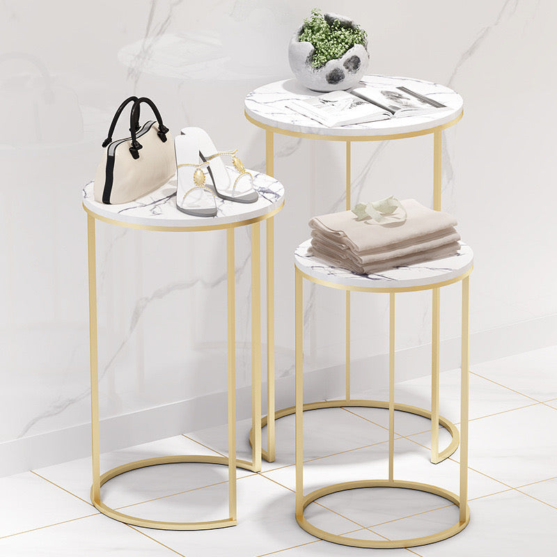 Marble design accent table set