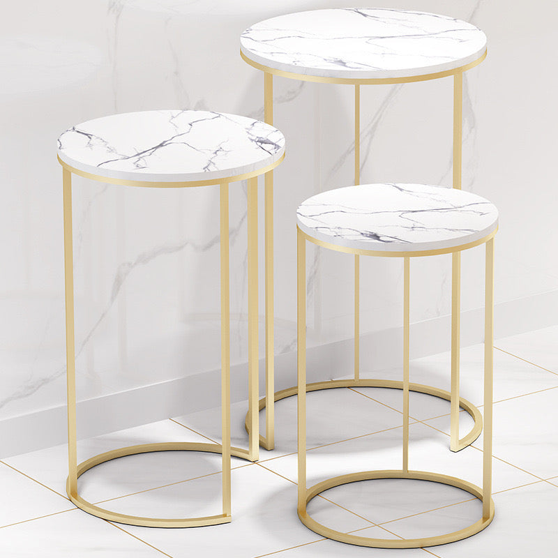 Marble design accent table set