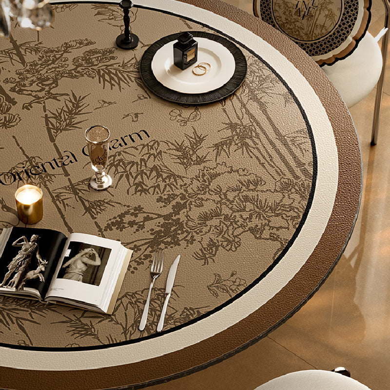 갈색 oriental charm round table mat 