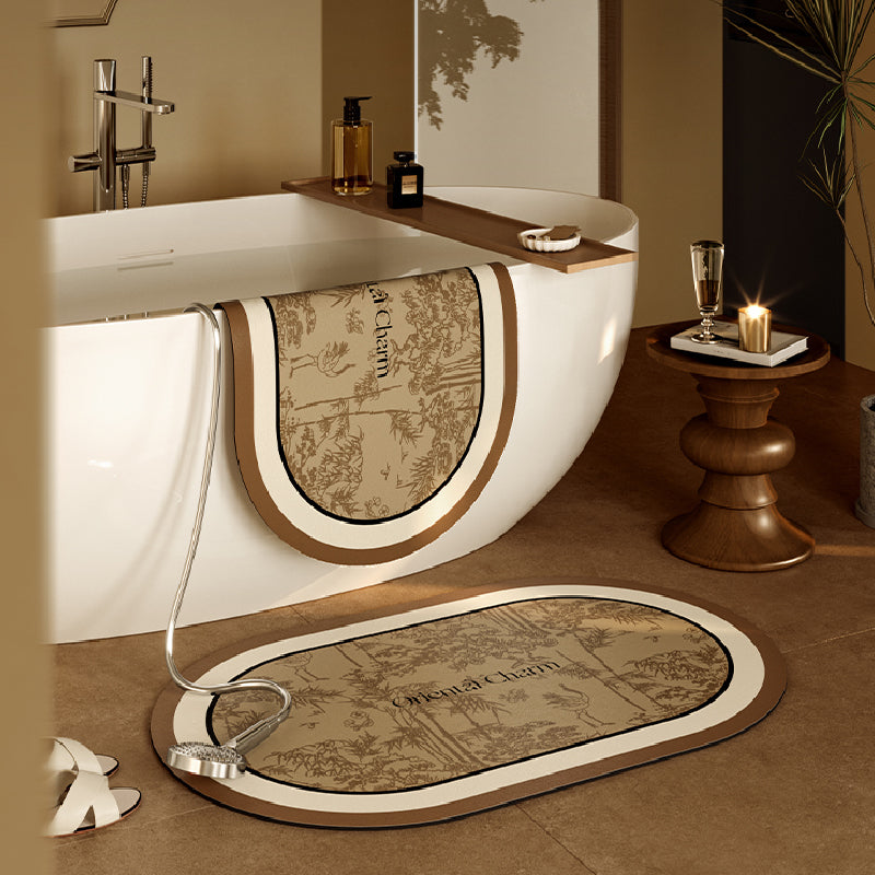 갈색 oriental charm bath mat 