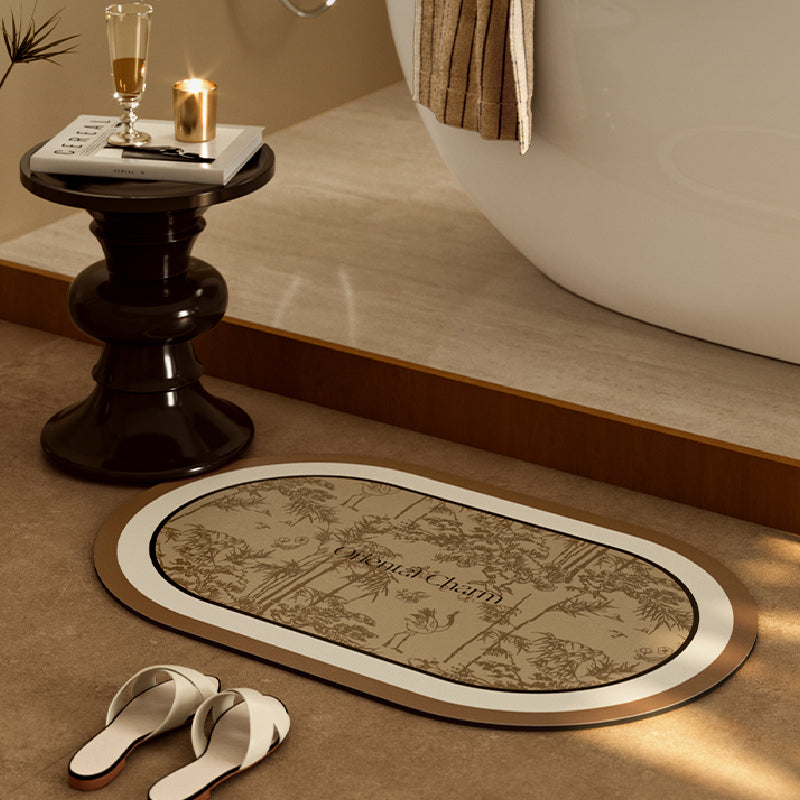 brown oriental charm bath mat 