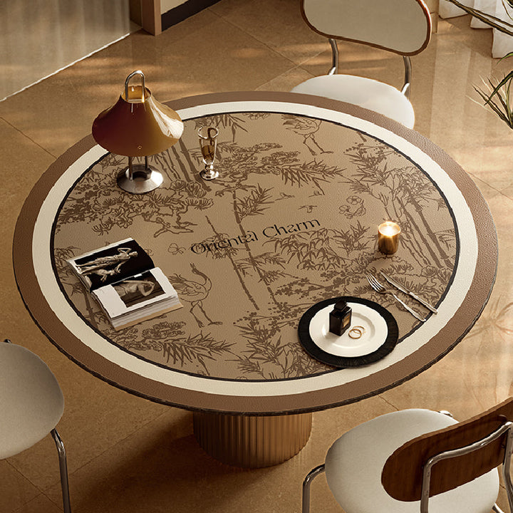 brown oriental charm round table mat 