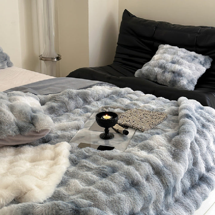 5color fluffy natural color blanket 