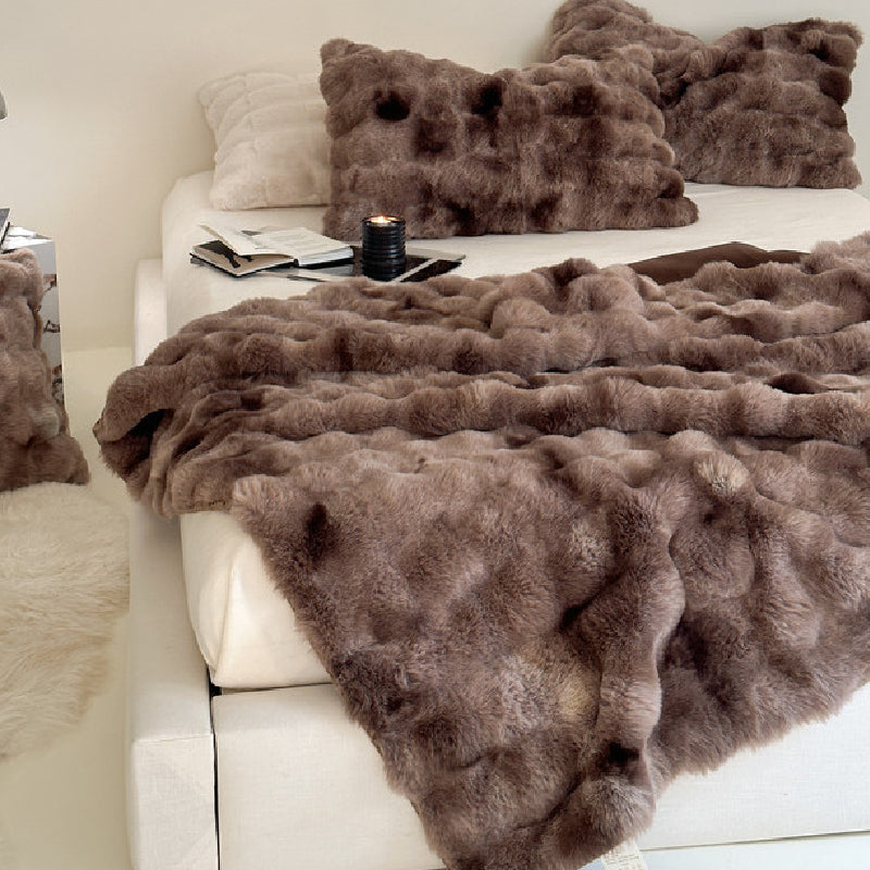 5color fluffy natural color blanket 