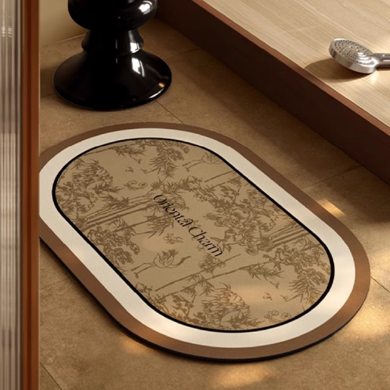 갈색 oriental charm bath mat 