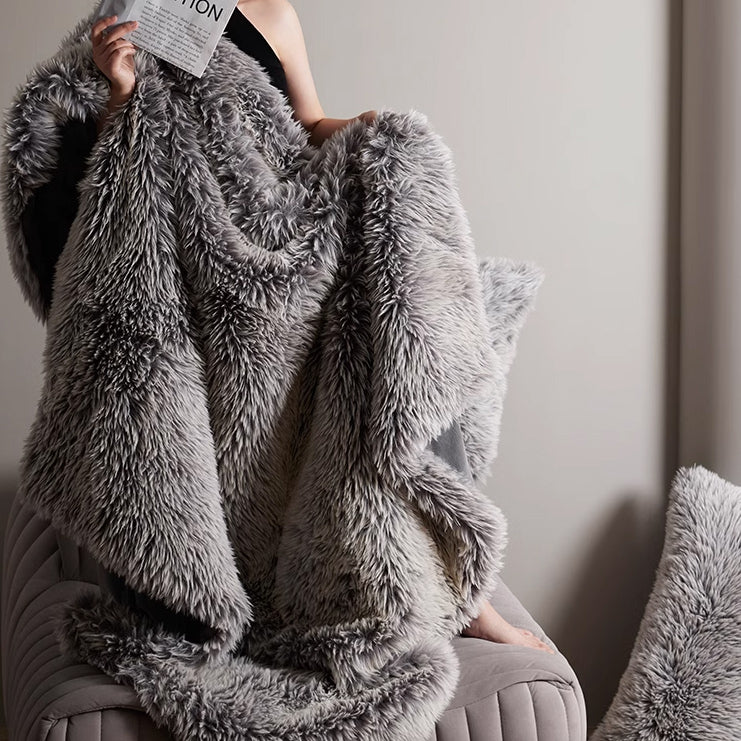 2color high quality fur blanket