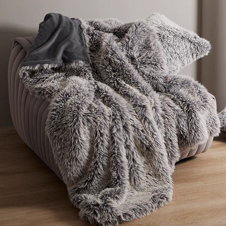 2color high quality fur blanket 