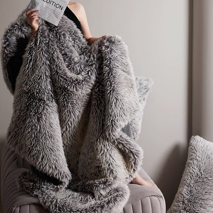 2color high quality fur blanket 