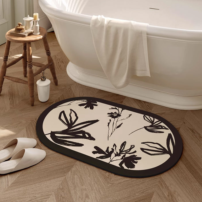 dark modern flower bath mat