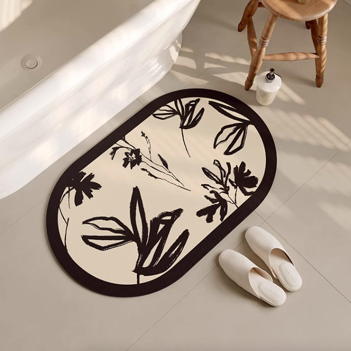 dark modern flower bath mat 