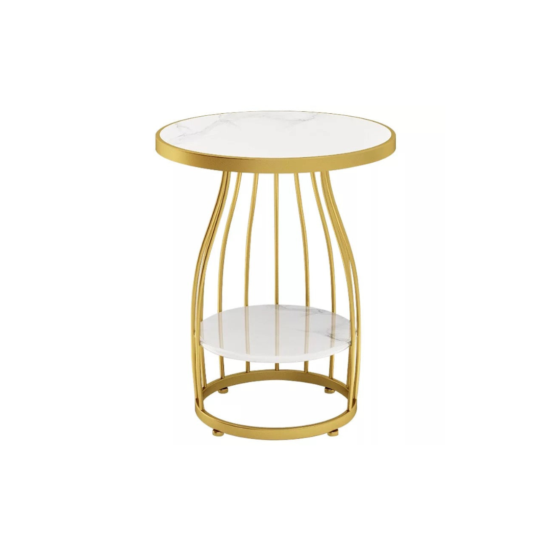 gold line marble side table