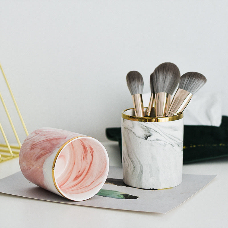 Marble Design Multi Brush Stand Set of 2