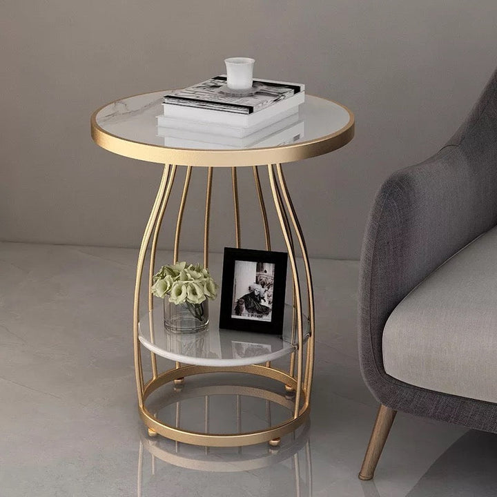 gold line marble side table