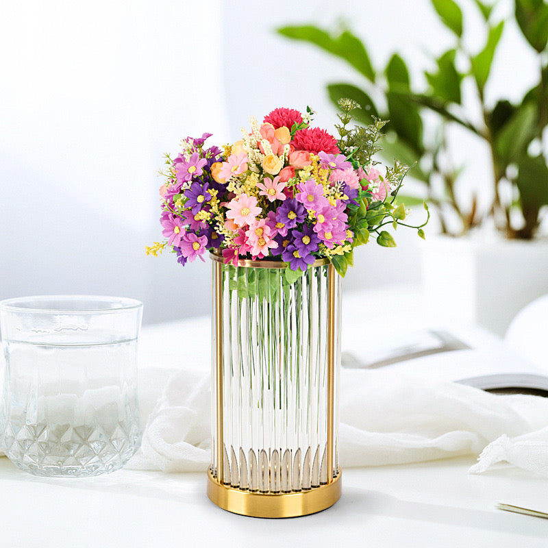 gold line flower vase