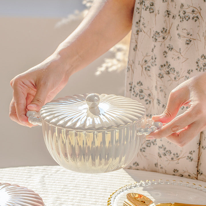 pot with opal shell lid